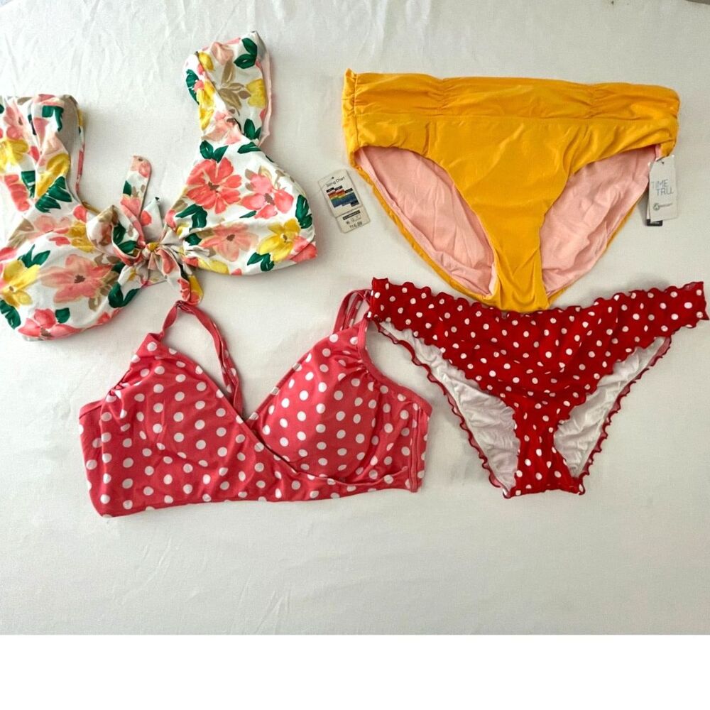 Lot of NOS Bathing Suit Bikini 2-Piece Tops & Bottoms New Old Stock Size 12/14